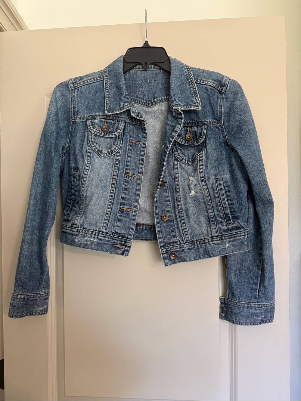 Light Blue Distressed Denim Jacket - Women's Jean Jacket